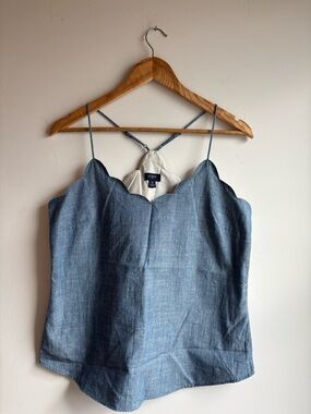 J. Crew Light Blue Chambray Scalloped Cami